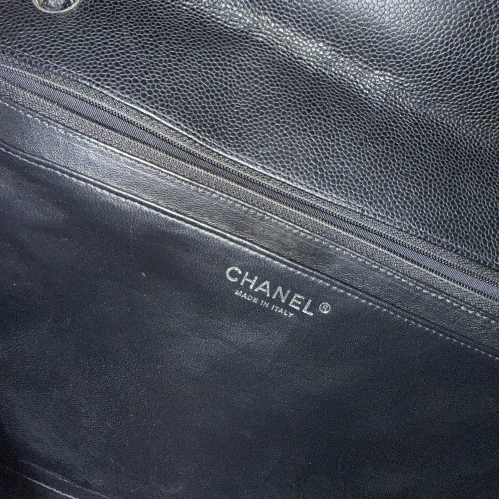 Chanel Black Caviar Maxi Classic Single Flap with Silver Hardware - Picture 15 of 16